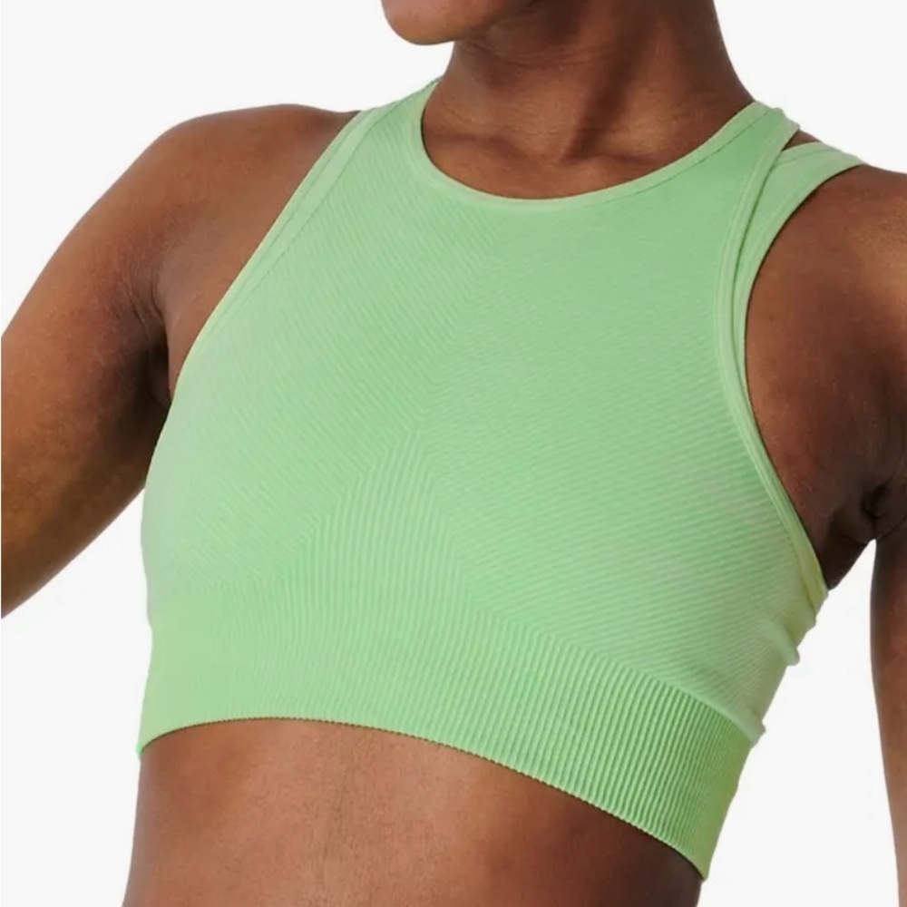 NWT Sweaty Betty Salix Green Illusion Seamless Sports Bra